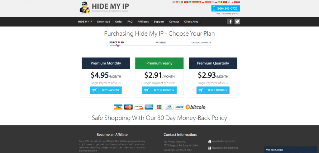 Purchasing Hide My IP - Choose Your Plan
