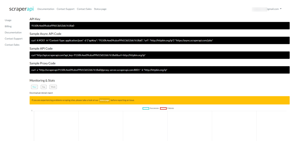 ScraperAPI Dashboard